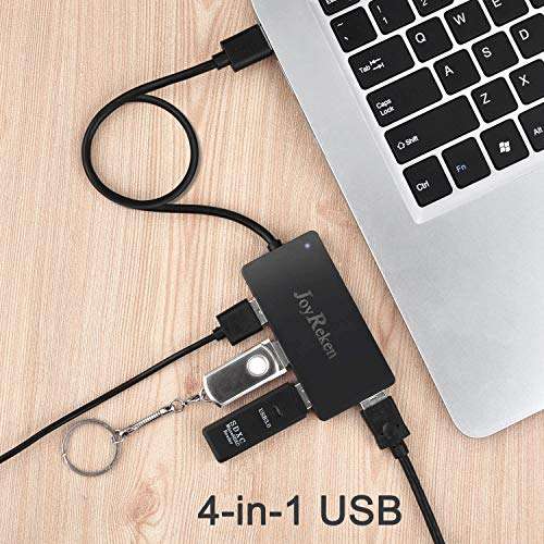 USB Hub Long Cord, JoyReken 4 Port USB 3.0 Hub with 2 FT Long Cable, USB Exrension Hub for PC, Desktop, Laptop, MacBook, Surface, Ultrabooks, Flash Drive, Mobile HDD 2
