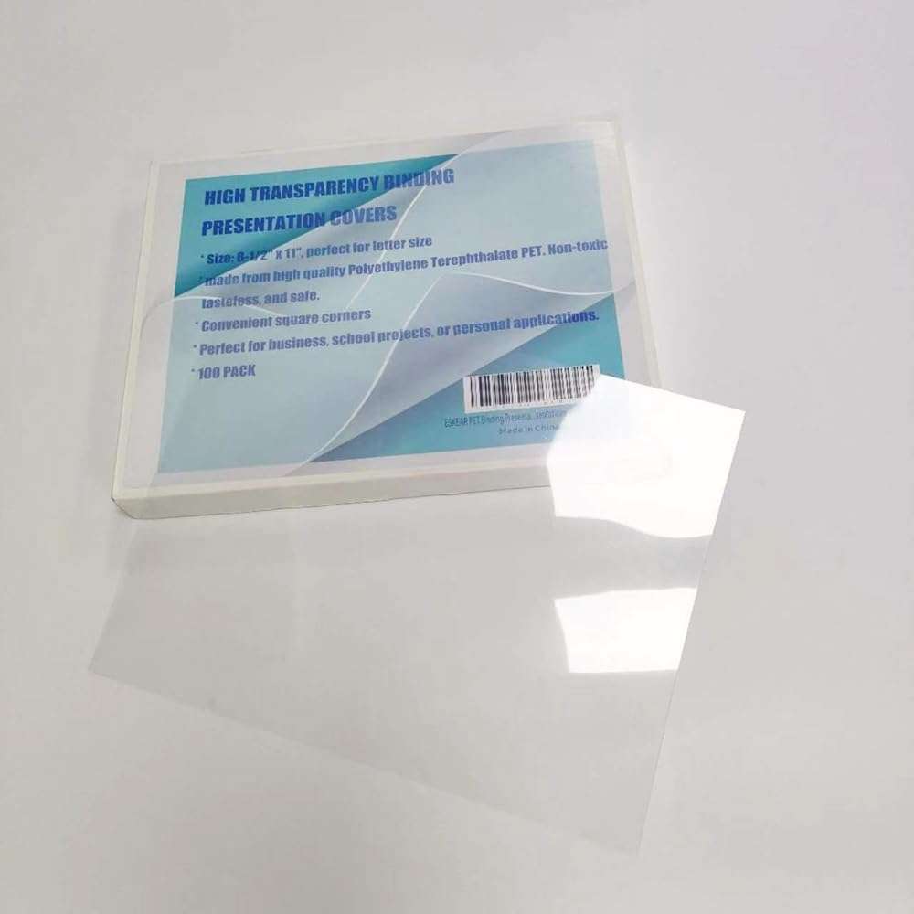 ESKEAR PET Binding Presentation Covers,8-1/2 x 11 Inches, Thickness 8 Mil Plastic Sheets for Reports, Presentations, Books (100 Pack) 1