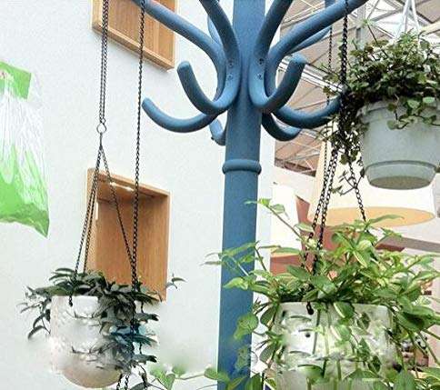 WOIWO 2PCS Black Hanging Flower Basket Replacement Chain Flowerpot Iron Sling Chain 3 Point Garden Plant Hanger for Indoor Outdoor Garden Porch Decoration 6