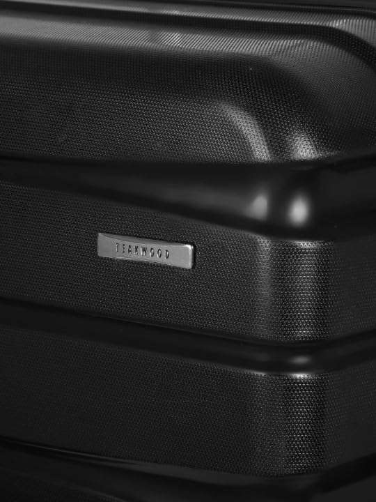 Teakwood Small-Medium-Large 8 Wheels Trolley Bag, Hard Cabin with Zipper Closure, Adjustable Push Button & Cross Side Strap, TSA Lock System 360 Degree (Set of 3, Black) 6
