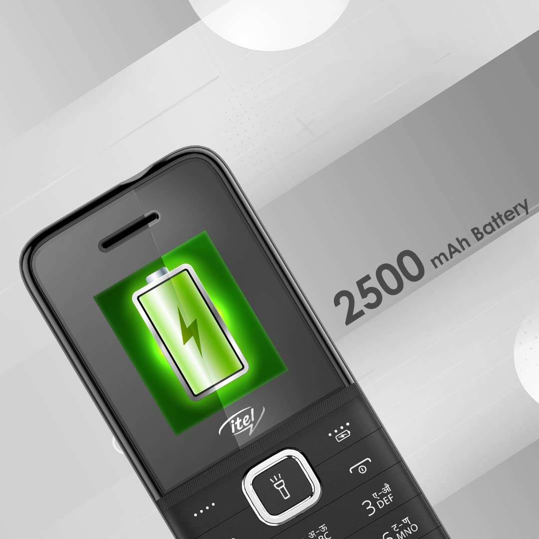 Itel Power110N comes with big battery of 2500 mAh with 12 Days Battery Backup, LetsChat, Big LED Torch, Vibration mode, 09 Input Language support_ Black (Pack of 2) 3