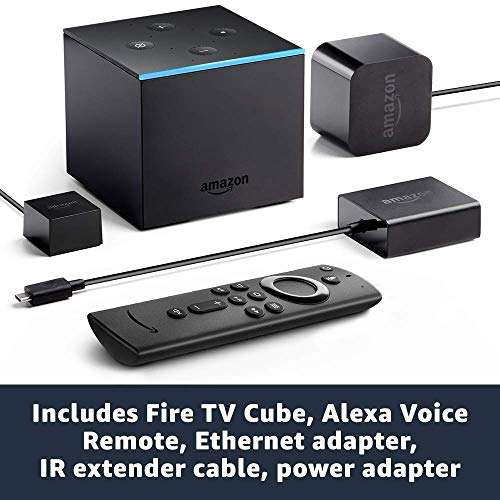 Certified Refurbished Fire TV Cube, hands-free with Alexa built in, 4K Ultra HD, streaming media player, released 2019 3