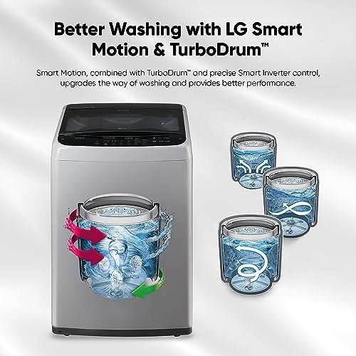 LG 7 Kg 5 Star Inverter TurboDrum Fully Automatic Top Loading Washing Machine (T70SPSF2Z, Waterfall Circulation, Smart Motion, Middle Free Silver) 5