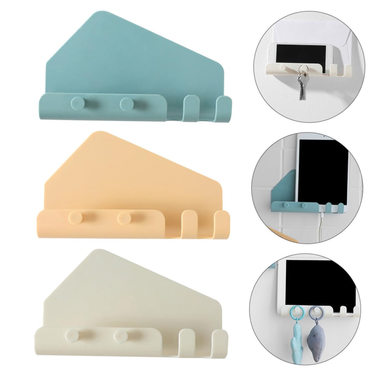 DOITOOL 3pcs Mobile Phone Holder Adhesive Phone Storage Rack Storage Holder Mobile Phone Charging Wall Stand Adhesive Phone Holder Cell Phone Kickstand Remote Control Organizer Viscose 5