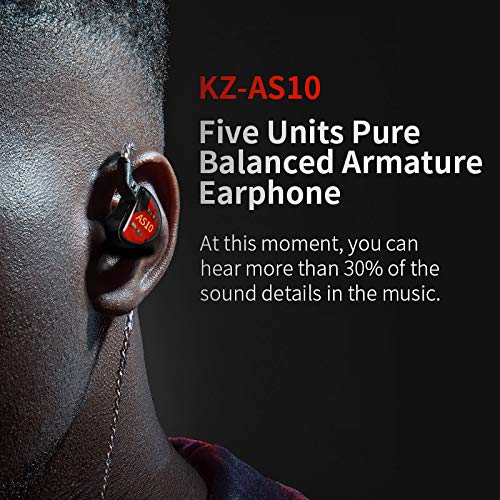 KZ AS10 in-Ear Monitors 5 Balanced Armature Driver Headset, Noise Cancelling Headphones IEMs Earphones with Detachable 2 Pin Cable for Musician,Singer,Guitarist Drummer,Church (Cyan,Without Mic) 6