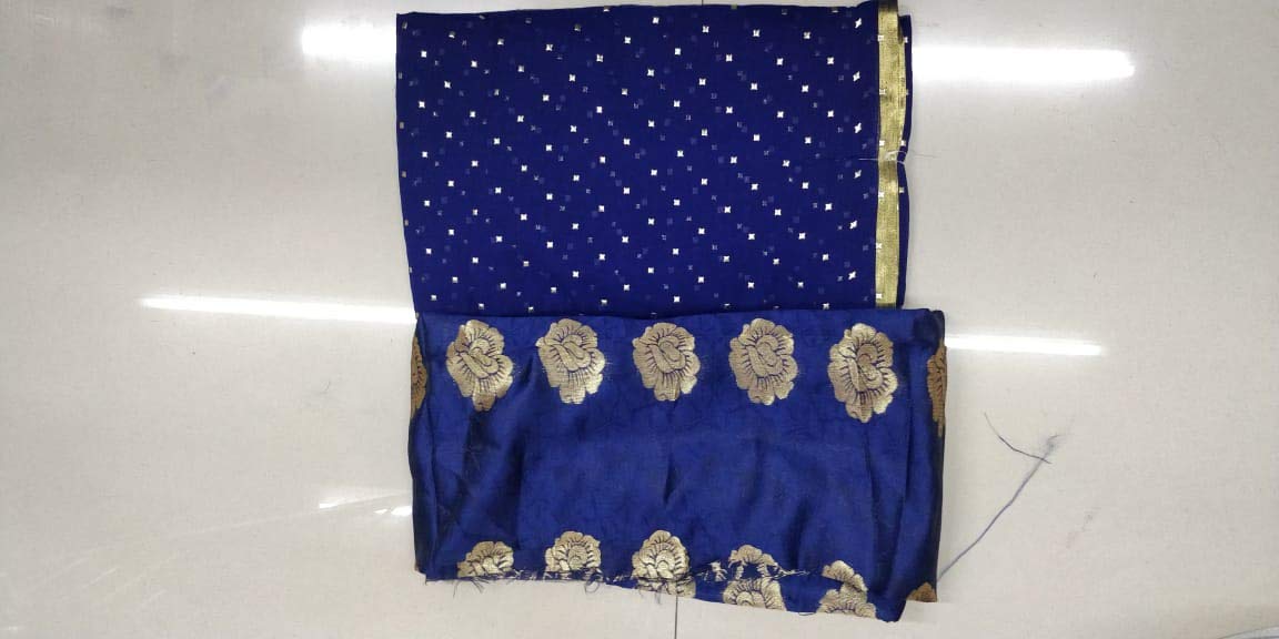 PerfectBlue Women's Khadi Saree (KalamKaranVariation_DarkBlue) 5
