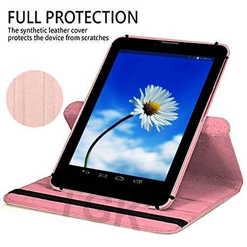 TGK Rotating Cover for Datawind Ubislate 7sc Star 4 GB 7 inch Tablet (Light Pink) 360 Degree Universal 3 Camera Hole Leather Stand Case 2