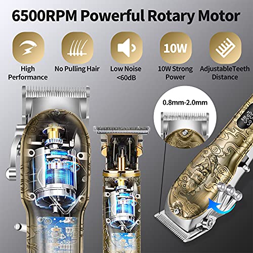 Roziapro Hair Clippers for Men T-Blade Trimmer Professional Barber Clippers - Cordless Hair Cutting Beard Trimmer Mens Electric Hair Trimmer Rechargeable GoldÃ‚ Knight Grooming Kit 3