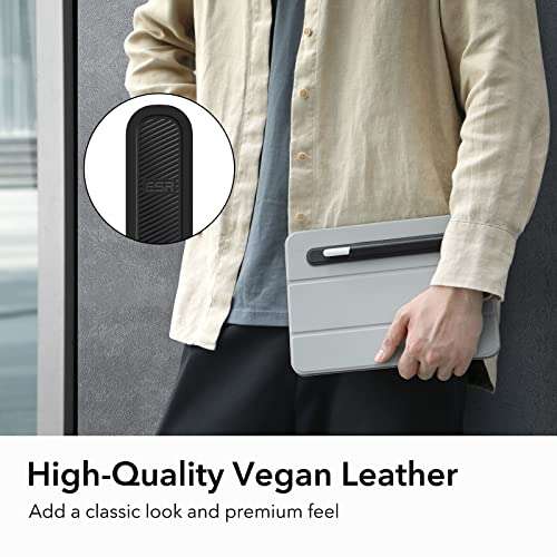 ESR Pencil Holder Compatible with Pencil (Pro/2nd/1st Generation & USB-C), Vegan Leather Pencil Sleeve for Stylus Pen,Secure Pencil Protection,Pencil Cover with Self-Adhesive Back for iPad Case,Black 2