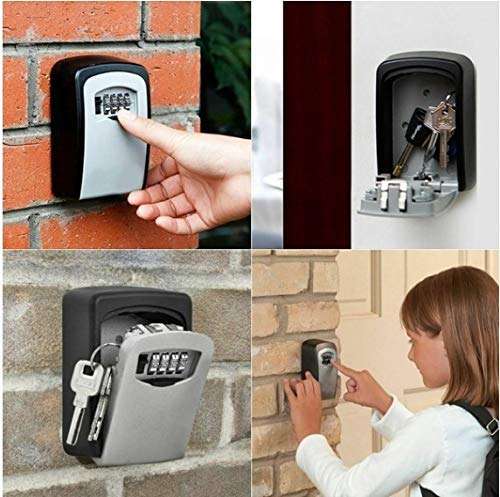 Vroxy Key Lock Box 4 Digit Combination Wall Mount Key Safe Security Storage Box for Sharing Keys Securely Indoor and Outdoor 5
