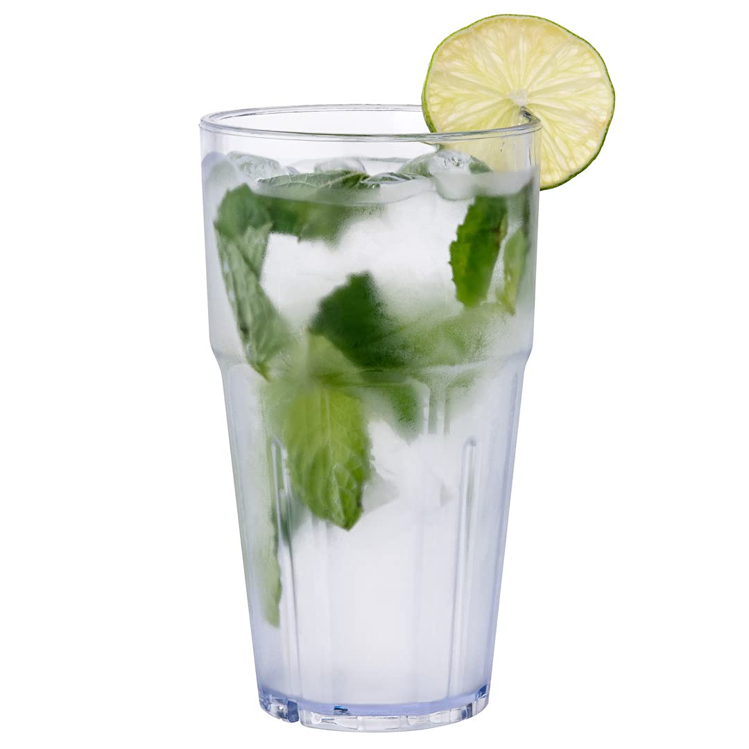 Bev Tek 16 Ounce Plastic Tumblers, Set Of 10 Shatter-Resistant Drinking Cups - Stackable, Clear Plastic Drinking Glasses, Dishwasher-Safe, Restaurant-Style Cups 1