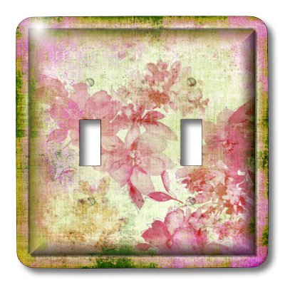 3dRose lsp_36580_2 Pink and Green Retro Flowers Double Toggle Switch 2