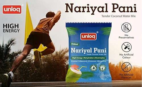 Unloq Natural Tender Coconut Water Premix | Instant Nariyal Pani Powder| Refreshing & Re-hydrating| Natural Energy Drink| Vegan & Fat-free| High Energy & Stress Relieving (pack of 40 5