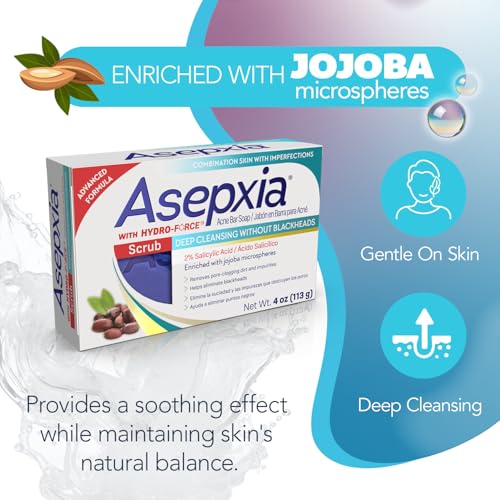 Asepxia Acne Treatment Bar Soap: Removes pore-clogging dirt and impurities, Helps eliminate blackheads, Deep cleansing without blackheads, Salicylic Acid Cleanser, Skin Care, Size 4 Oz, 2-Pack 4