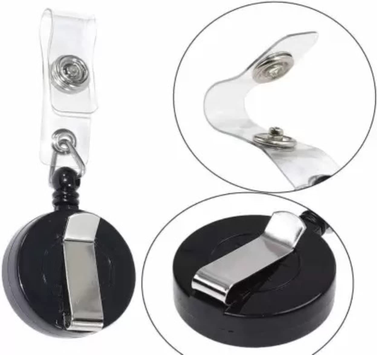 Dey 's Stationery Store Black id Card Badge Holder with Round yoyo Reel and Lanyard Combo (Set of 1) (10) 4