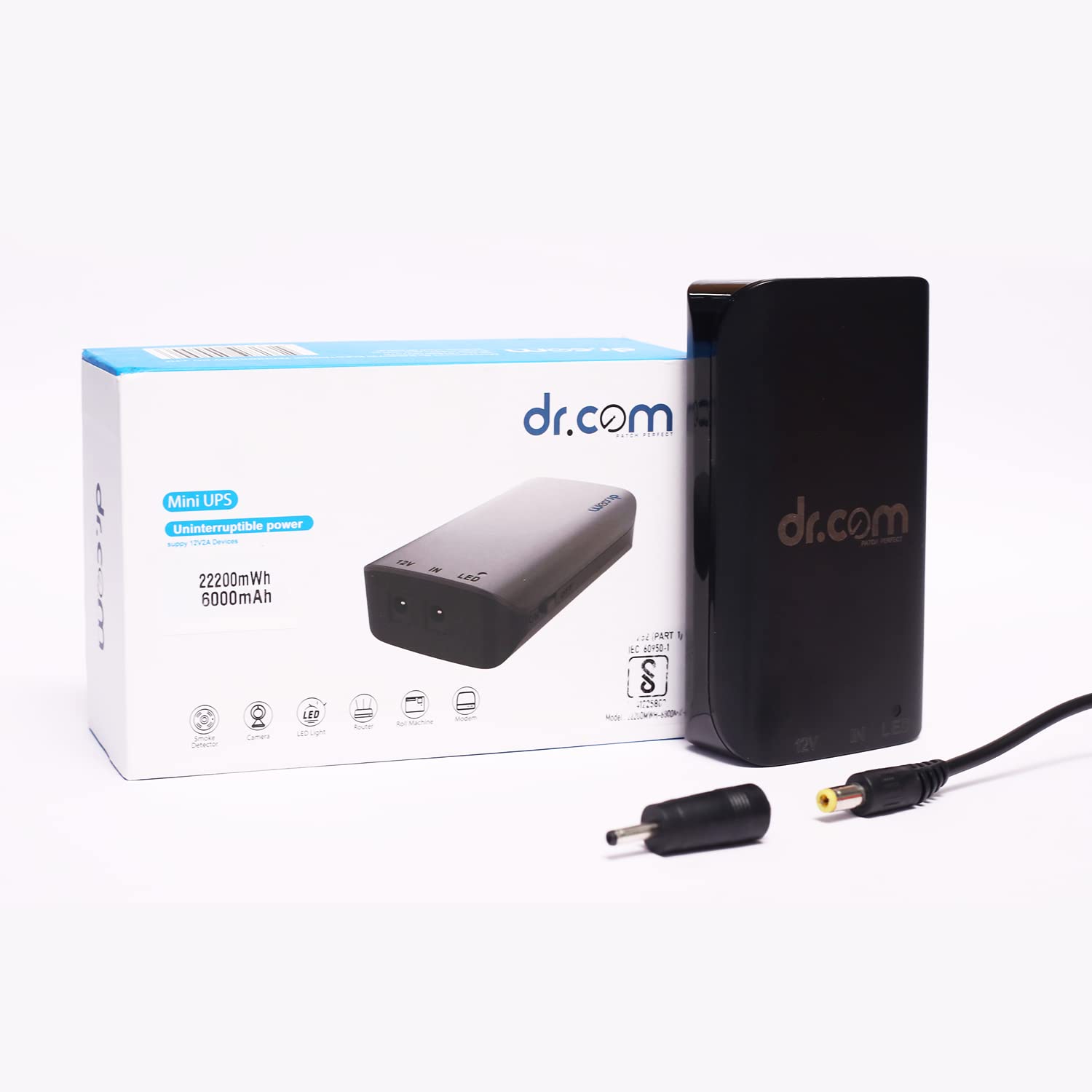 dr.com Smart UPS Mini Size 6000mAh Battery 4 Hours uninterrupted Power Backup for Router, Home Camera, LED Lights, Smartphone, ONT, ONU, Support 12V Output - DRU-6000 4