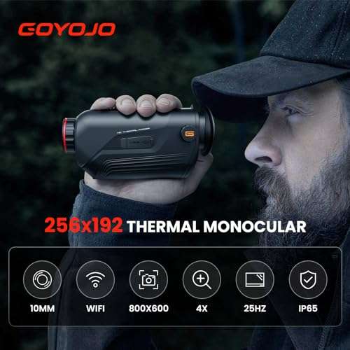 GOYOJO Thermal Monocular, 256x192 (25 Hz) Thermal Imaging Monoscope Camera for Adults, 10mm Focal Lens Vision Goggles Thermal Scopes for Night Hunting Camping 2