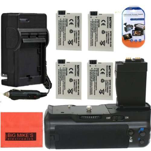 Battery Grip Kit for Canon Rebel T2i T3i T4i T5i Digital SLR Camera Includes Qty 4 Replacement LP-E8 Batteries + Vertical Battery Grip + Rapid AC/DC Charger + More!! 1
