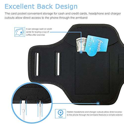 JEMACHE Phone Armband for iPhone 6/6S/8/7 Plus, Gym Running Workout Exercise Holder Arm Band Support Touch ID Access (Black) 3