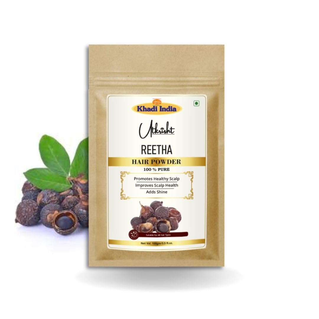 Utkrisht Khadi Reetha Hair Powder Pack 100g | Natural & Ayurvedic | Removes Dirt, Oil & Product Buildup | For Dry, Frizzy & Silky Hair | Healthy Scalp | All Hair Types | For Men & Women 3