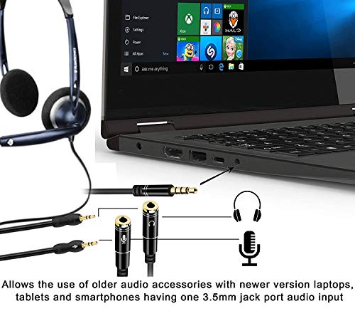 Anks Online 3.5mm Jack Headphone Mic Audio Y Splitter Cable 1 Male to 2 Female with Separate Headset/Microphone Adapter (Multicolor) 4