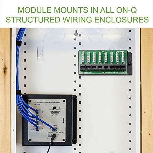 Legrand - OnQ Cat5e Network Interface Module, Wifi Module with 8 Ports, Network Box Provides Connectivity to Ethernet Connected Devices, Black, AC1058 4