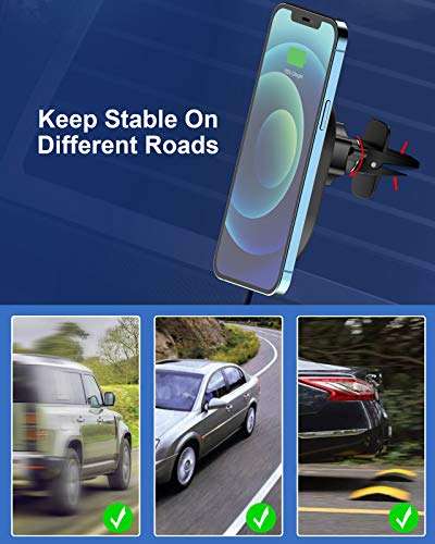 Magnetic Wireless Car Charger - NANAMI Auto-Attraction Fast Charging Air Vent Mount,7.5W Quick Charge Secure Phone Holder Compatible with iPhone 14/13/13 Pro/13 mini/12/12 Pro/12 Pro Max/12 Mini 5