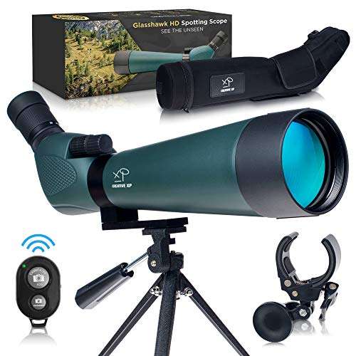 CREATIVE XP Spotting Scopes - 20x60 80mm ED Spotter Scope for Hunting, Target Shooting, Bird Watching, Astronomy - IP67 Waterproof Spotting Scope w/Photo Clicker, Tripod & Phone Adapter, Green 1