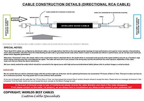 WORLDS BEST CABLES 5 Foot RCA Cable Pair - Made with Canare L-4E6S, Star Quad, Audio Interconnect Cable and Amphenol ACPR Gold RCA Connectors – Directional Design - Custom Made 2