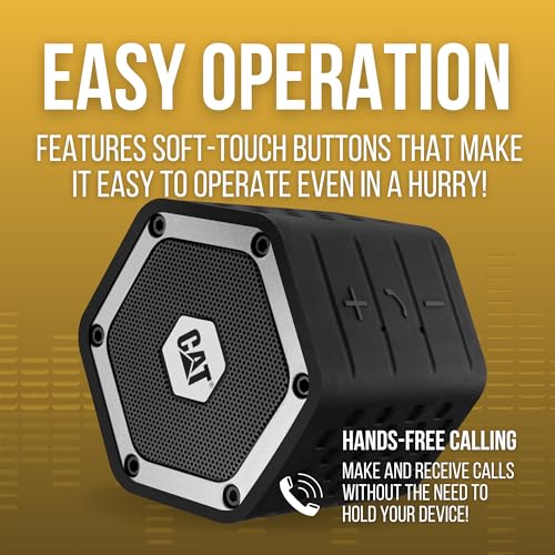 Cat Mini Bluetooth Speaker - Rugged, Heavy Duty, Portable, Wireless Outdoor Speakers | The Best Shock Proof, Dust Proof, & IP66 Water Resistant System. 5