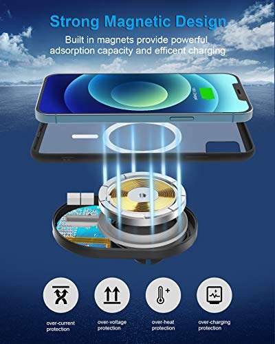 Magnetic Wireless Car Charger - NANAMI Auto-Attraction Fast Charging Air Vent Mount,7.5W Quick Charge Secure Phone Holder Compatible with iPhone 14/13/13 Pro/13 mini/12/12 Pro/12 Pro Max/12 Mini 4