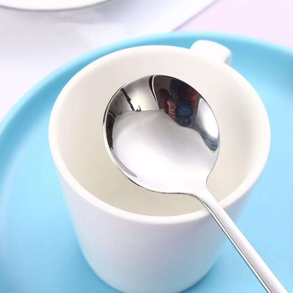 GTJLLY Spoons Silverware Set 5-Pack Korean Spoon,7.7 Inch 18/8 Stainless Steel Table Soup Spoons for Home, Kitchen, or Restaurant Flatware Set, Dishwasher Safe 6