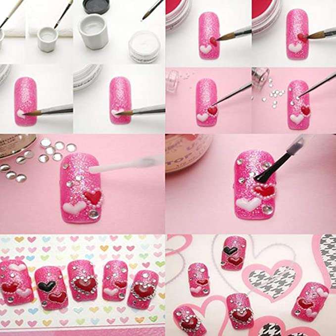 KAVIN Set Of 15 Pieces Nail Art Brush And Dotting Tool Kit Cosmetic Accessories For Girls And Women Colours May Be Vary 5