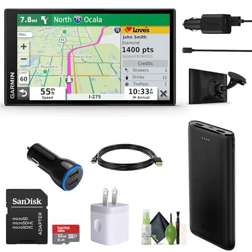 Garmin Dezl OTR610 GPS Truck Navigator 6" Dispaly-Custom Truck Routing, High-Resolution Birdseye Satellite Imagery, Commercial GPS Navigation For Semi Trucker Drivers Bundle With 32GB SD Card and more 1
