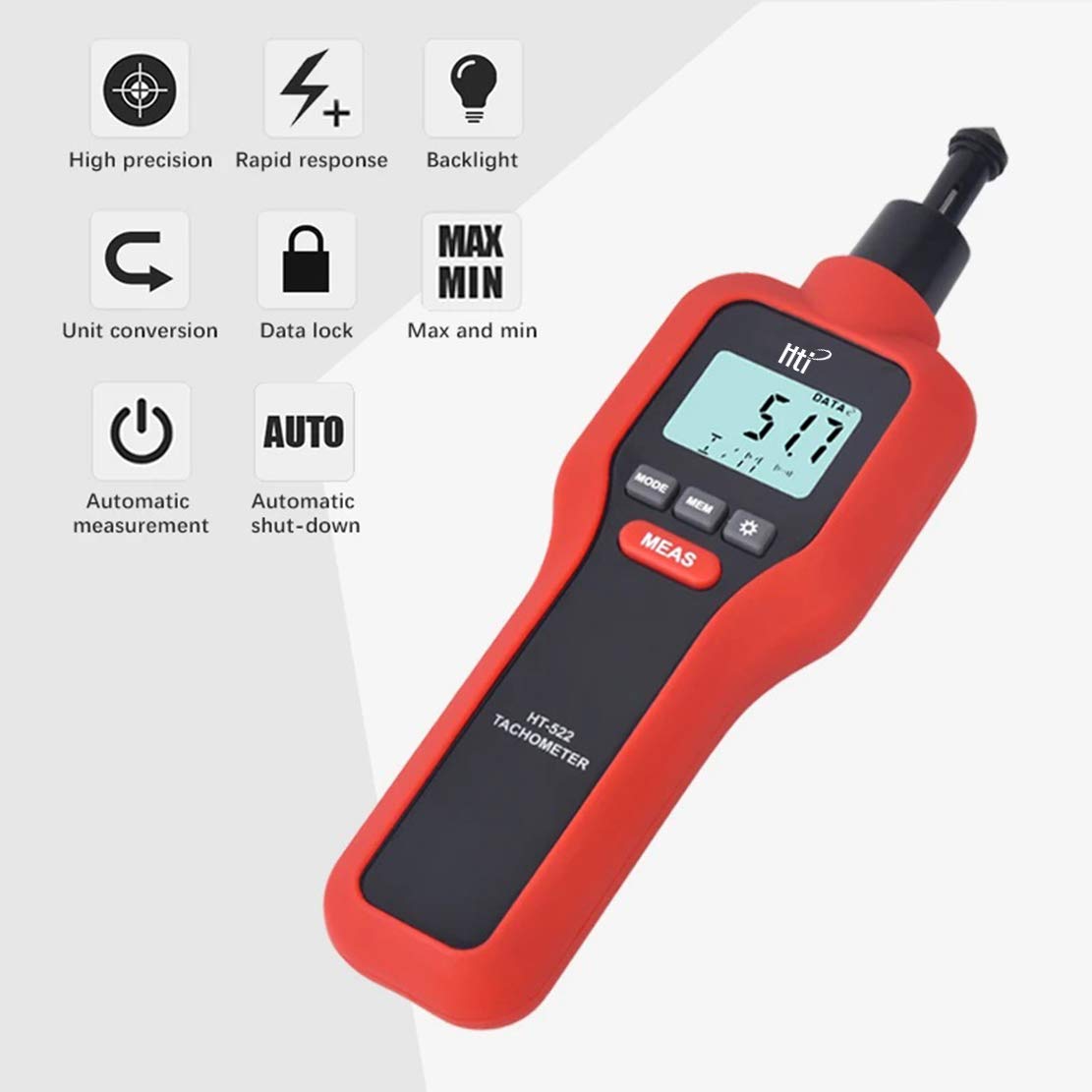 amiciSmart 2 in 1 Digital Tachometer Laser RPM Tester Handheld Rotation Speed Measuring Meter with 9V Battery and 99,999 RPM Count 6