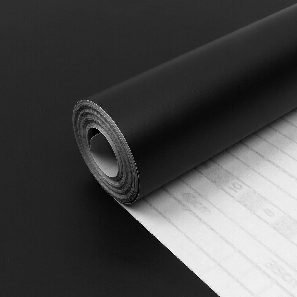 WALLMATE Matte Black Wallpapaer Peel & Stick Contact Paper Self Adheisve Vinyl Wallpaper (Black Mat, 30x152 CM) 1