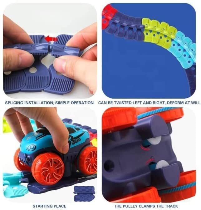Bhabha Sales® Monster Wheels-150 Pcs Changeable Track Glow in The Dark with Led Train Toy - Electric Bendable DIY Race Assembled Car Truck Tracks Vehicle Playsets for 3 4 5 Year Boys, Girls & Kids 4
