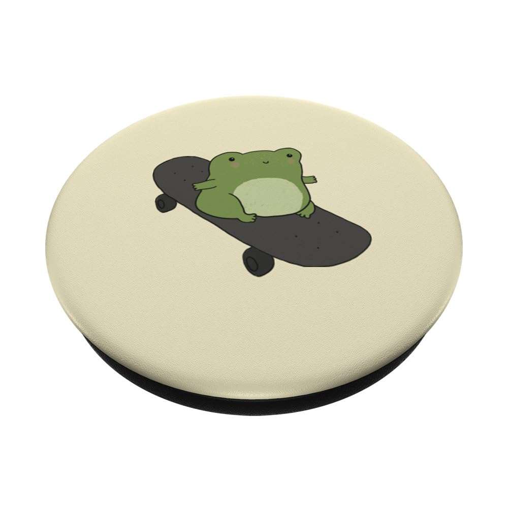Cute Frog and Skateboard Kawaii Cottagecore Aesthetic PopSockets Standard PopGrip 2