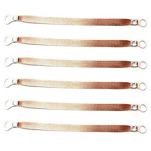 Automotive Engine Grounding Strap Flexible Bare Copper Braids 6PCS (12Inch Length and 0.5Inch Width) 3