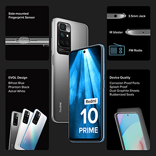 Redmi 10 Prime (Astral White 6GB RAM 128GB Storage |Helio G88 with extendable RAM Upto 2GB |FHD+ 90Hz Adaptive Sync Display) | 22.5W Charger Included 4