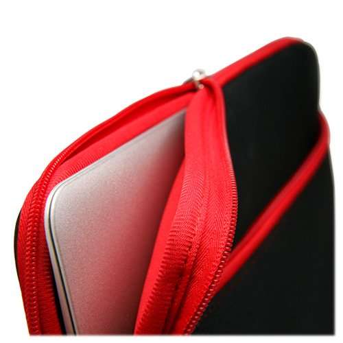 BoxWave Case Compatible with JUSYEA Android 11 Tablet J10-1 (10 in) - SoftSuit with Pocket, Soft Pouch Neoprene Cover Sleeve Zipper Pocket - Jet Black with Red Trim 4