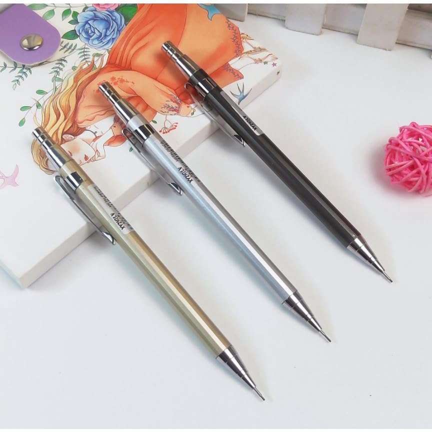Definite Art Odeme Mechanical Pencil with Full Metal Body for Students Kids School College Office Bank Use (Pack of 3 Pencils & 3 Lead Box) (0.5mm lead) 1