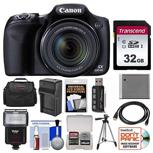Canon PowerShot SX530 HS Wi-Fi Digital Camera with 32GB Card + Case + Flash + Battery & Charger + Tripod + Kit (Renewed) 1