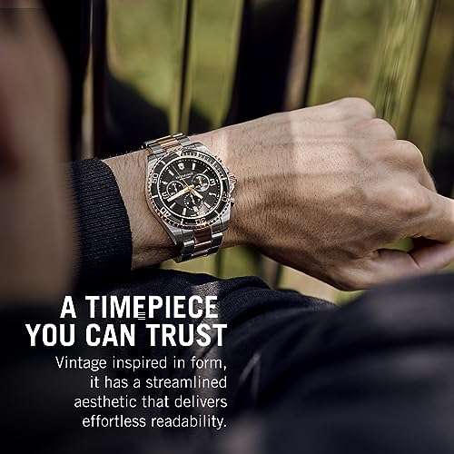 Victorinox Maverick Chronograph Watch - Premium Swiss Watch for Men - Stainless Steel Analog Wristwatch - Great Gift for Birthday, Holiday & More - Two-Tone Dial, Two-Tone Stainless Steel Bracelet 4