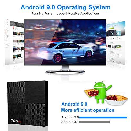 T95 Mini Android 9.0 TV Box, TUREWELL Android TV Box 2GB RAM 16GB ROM Video Box H6 Quadcore cortex-A53 Smart TV Box 2.4GHz WiFi 3D 6K Android Box Streaming Media Player 3