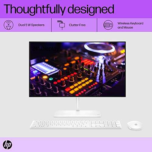 HP All-in-One PC 12th Gen Intel Core i5-12400T 24-inch(60.5 cm) FHD Micro-Edge Anti-glareDesktop (8GB RAM/1 TB SSD/Win 11/Wireless Keyboard and Mouse Combo/MSO/UHD Graphics/Starry White) 24-ck0660in 3