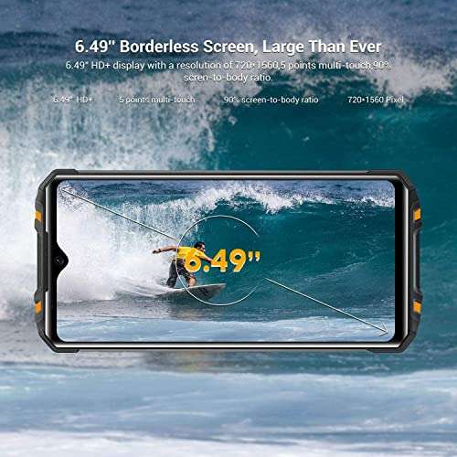 OUKITEL WP8 Pro Unlocked Rugged Smartphone, 6.49" Screen Rugged Phone, 4GB RAM 64GB ROM, 5000mAh Battery IP68 Waterproof Rugged Cell Phone, Android 10, Dual SIM 4G, 16MP Triple Cameras, NFC, Orange 4