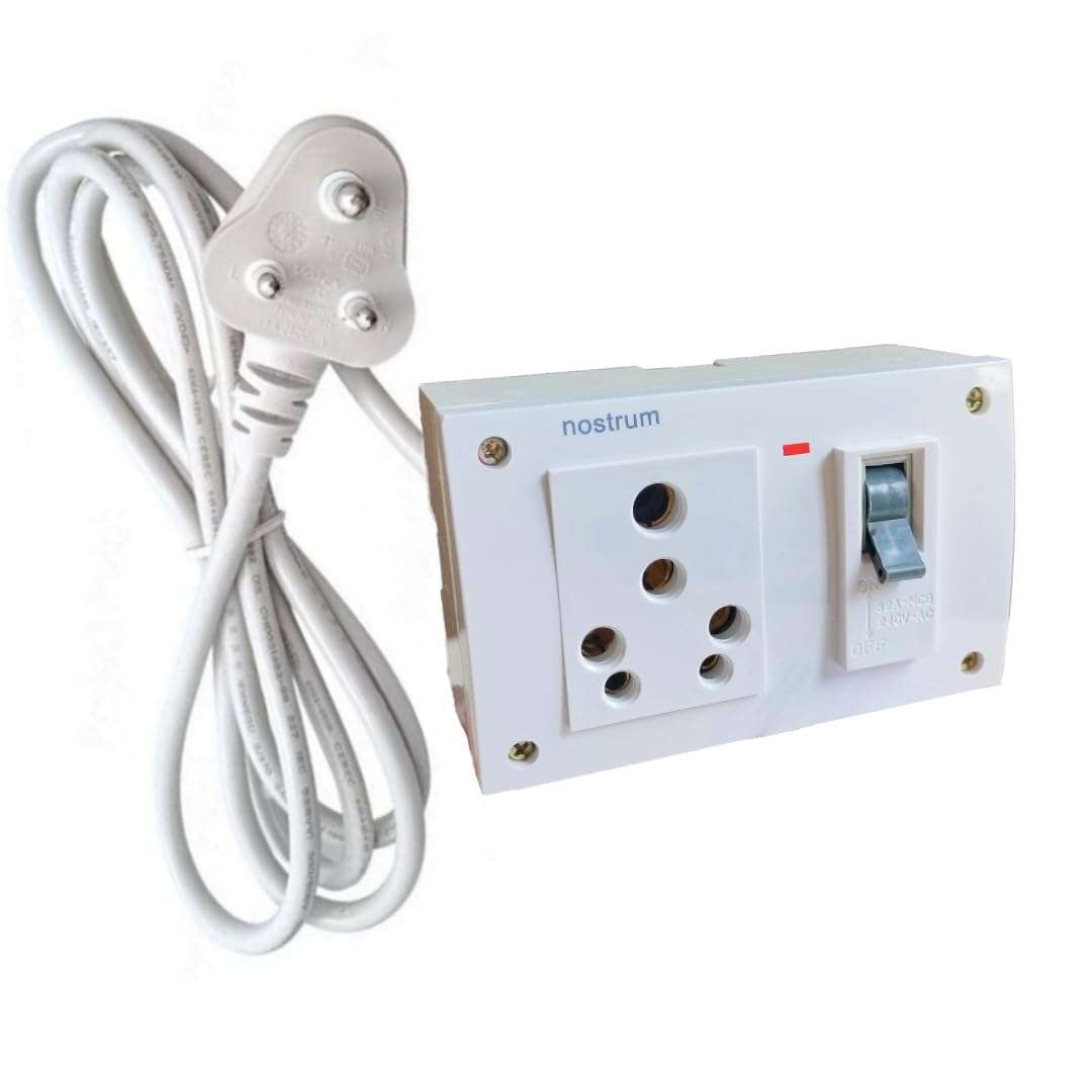 Power Extension Board with Copper Wire, 6A/16A Socket, Built-in 32A MCB/Indicator Light | Extension Box for Vaccume Cleaner, Air Purifier & Multiple Home Appliances (16A Big Plug, 3 metre Wire) 1