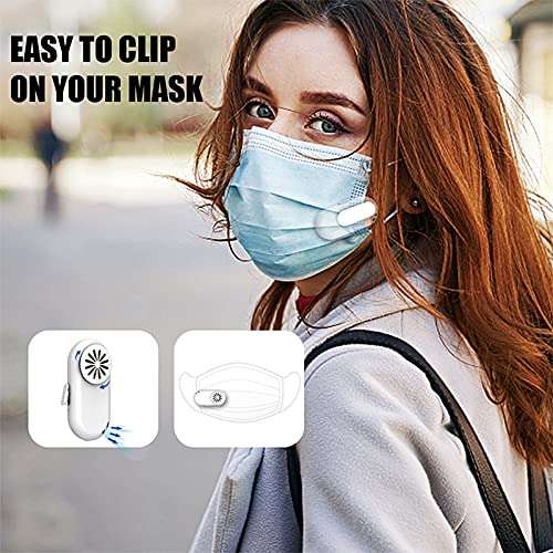 Rechargeable Face Mask Fan, Clip Air Purifier Fan for Mask USB Mini Fan Personal Air Cooling Fan for Face Mask 3 Speed Lightweight and Non-sense to Wear. (Black) 4