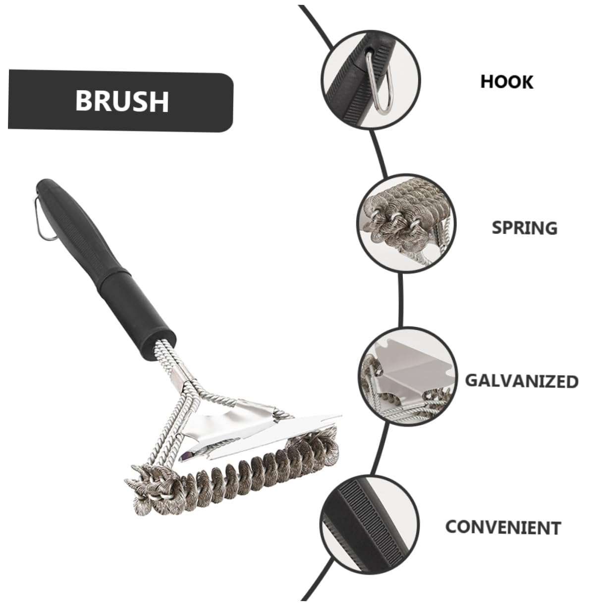 KESYOO 1pc Grill Brush Grill Steam Cleaner Brush Heavy Grill Scrubber for Outdoor Grill Cleaning Kit Accessories Tools Steel Grill Rack Cleaner Bristle Grilling Grill Cleaner 430 Spatula 6